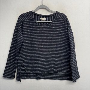 Madewell Drop Long Sleeve Stripe Black Shirt M